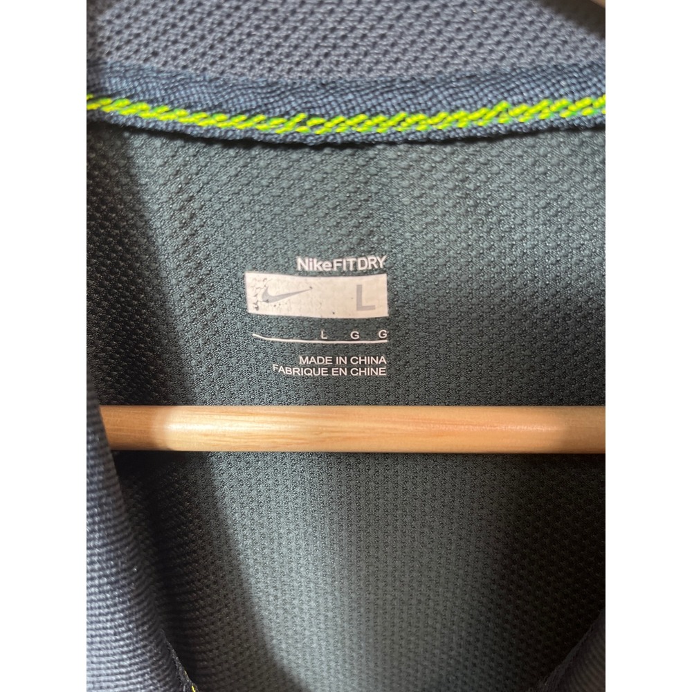 Nike FIT DRY Mens Golf Polo Shirt Large Dark Green White Short Sleeve Athletic - Picture 2 of 4